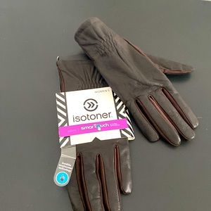 Isotoner Gloves Brown Leather Size M/L